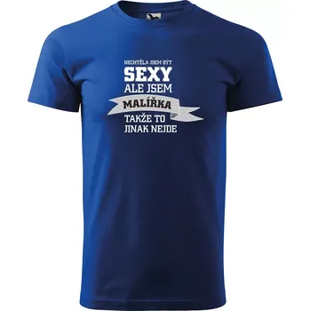 Sablio Tričko s potiskem Nechtěla jsem být sexy, ale jsem malířka - modré 5XL