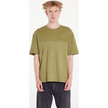 Pánské tričko Tričko Calvin Klein Jeans Texture Mix Cotton T-Shirt Dark Juniper L