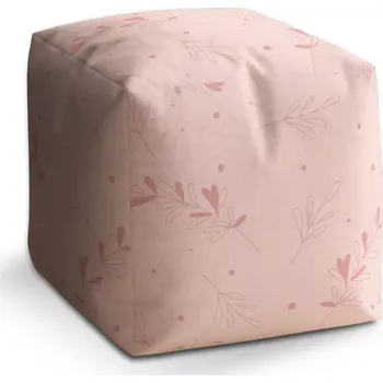 Taburet Sablio Taburet Cube Růžové lístky: 40x40x40 cm