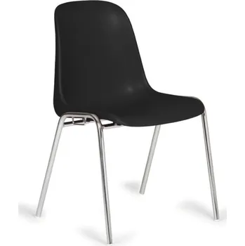Nábytek B2B Partner Plastová jídelní židle ELENA, černá, chromované nohy