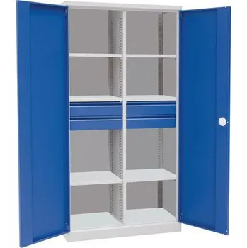 Kovová dílenská skříň Manutan Expert, 195 x 100 x 45 cm, 4 zásuvky