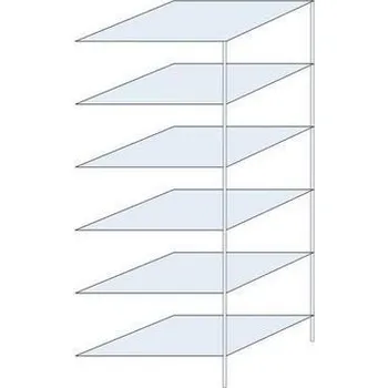 Dílenský regál Kovový regál Ogmios, přístavbový, 250 x 100 x 80 cm, 1 700 kg, 6 polic, 150 kg/police, pozink