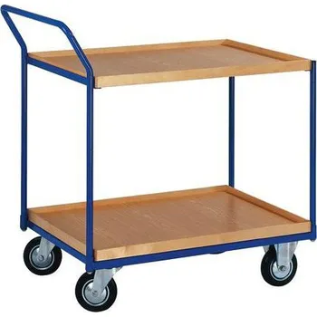 Policový vozík s madlem, do 200 kg, 2 police s vyvýšenou hranou