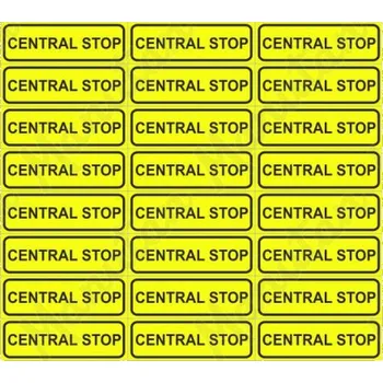 Central stop - Stop tlačítko, samolepka 75 x 25 x 0,1 mm, arch 24 ks