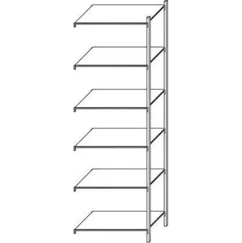 Dílenský regál Kovový regál Taranis, přístavbový, 250 x 130 x 50 cm, 980 kg, 6 polic, stříbrný