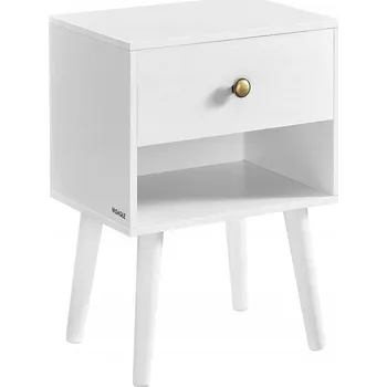 Noční stolek VASAGLE Noční stolek stolek s zásuvkou, polička bílá Songmics