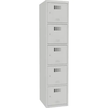 Nábytek Svařovaná šatní skříň Lucas, 5 boxů, cylindrický zámek šedá/šedá