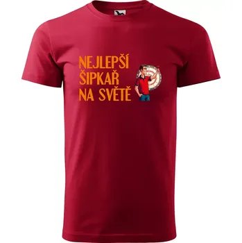 Pánské tričko Sablio Tričko s potiskem Nejlepší šipkař na světě - červené L
