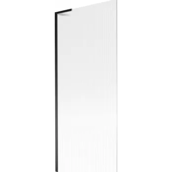 Vanová zástěna Mexen Next L, 1-křídlová vanová zástěna 80 x 150 cm, 6mm sklo s žebrovým vzorem, černý profil, 895-080-000-03-09-70