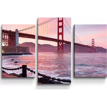Obraz Sablio Obraz - 3-dílný Golden Gate - 75x50 cm