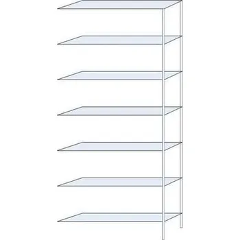 Dílenský regál Kovový regál Ogmios, přístavbový, 300 x 130 x 30 cm, 2 300 kg, 7 polic, 150 kg/police, pozink