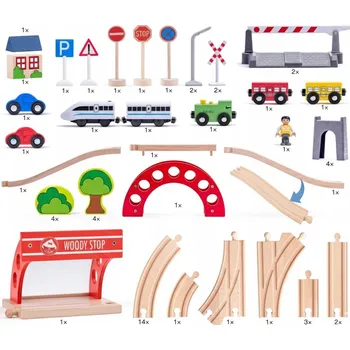 Dřevěná hračka DUŻY DREWNIANY ZESTAW KOLEJKOWY PRO DĚTI ELEKTRICKÁ LOKOMOTIVA ZÁBAVA