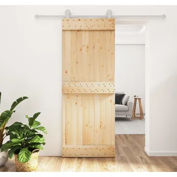 Interiérové dveře Posuvné dveře s kováním 80 x 210 cm masivní borové dřevo IM_3203105