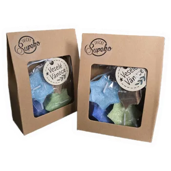 Svíčka Supeko plovoucí svíčky HVĚZDA 4ks zelenohnědé dárková krabička