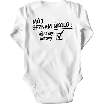 Kojenecký body Můj seznam úkolů - Body kojenecké s dlouhým rukávem - Dlouhý r. do 3 měs ( Bílá )