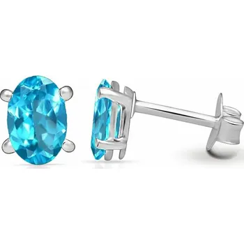 Náušnice Stříbrné náušnice pecky s apatitem neon SBC-106-NBF 6 mm, 0,7 g