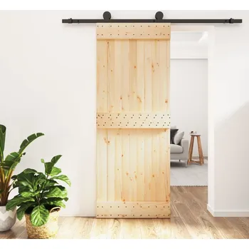 Interiérové dveře Posuvné dveře s kováním 80 x 210 cm masivní borové dřevo IM_3203065