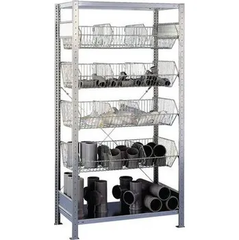 Dílenský regál Drátěný regál, základní, 200 x 106 x 53,5 cm, 1 100kg, 6 polic, stříbrný