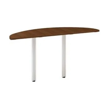 Stolová přístavba Alfa 100 s šedým podnožím, 40 x 142,5 x 73,5 cm, 1/2 kruh, dezén ořech