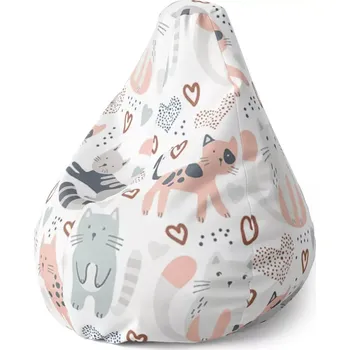 Sedací pytel Sablio Sedací vak Pear Malované kočičky - 70 x 95 x 15 cm