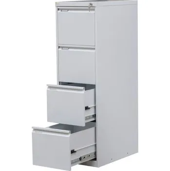 Kartotéka Jednořadá kovová kartotéka A4 Trent, 4 zásuvky, šedá