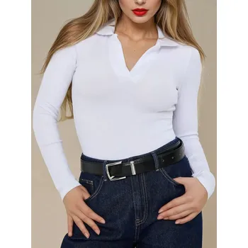 Dámská móda Sinsay - Body s dlouhými rukávy - bílá - 188AI-00X - 188AI-00X-M