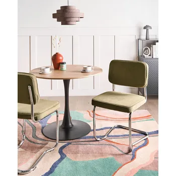 Jídelní židle Sada 2 jídelních židlí zelená manšestrové čalounění železné nohy retro styl Beliani