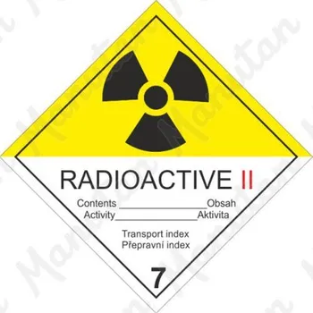 Kancelář Radioaktivní látka kat. II. č. 7B, samolepka 100 x 100 x 0,1 mm