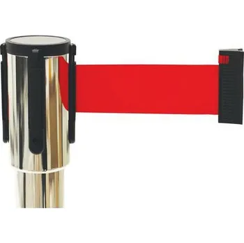 Plotový sloupek Zahrazovací sloupek s pásem Manutan Expert Gleam, 5 m, červený