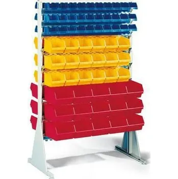 Dílenský regál Oboustranný regál s boxy Unibox (126 ks)