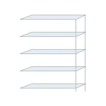 Dílenský regál Kovový regál Ogmios, přístavbový, 200 x 130 x 30 cm, 1 300 kg, 5 polic, 250 kg/police, pozink