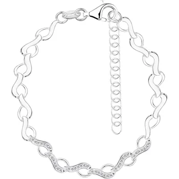 Náramek Stříbrný náramek 925 - střídající se hladké a zirkonové články