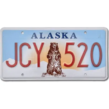 Plechová cedule Americká SPZ Alaska Grizzly Bear JCY 520
