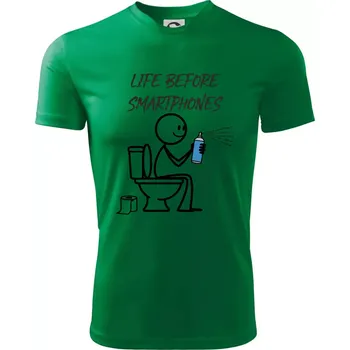 LIFE BEFORE SMARTPHONES - Dětské triko sportovní (dresovina) - 146 cm/10 let ( Středně zelená )