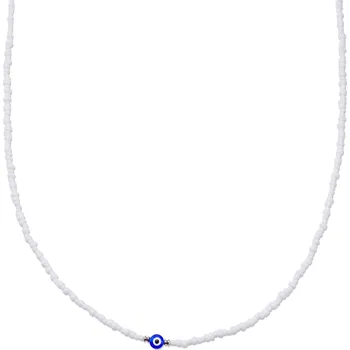 Náhrdelník Amalfi | Bílý korálkový náhrdelník s motivem zlého oka - Lucleon