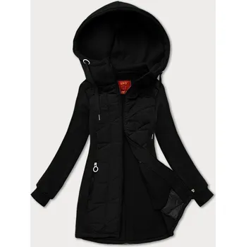 Dámská mikina Černá rozepínací dámská mikina z různých spojených materiálů LHD (AMG-165) odstíny černé XXL (44)