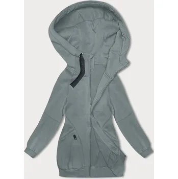 Dámská mikina Šedozelená volná dlouhá dámská mikina se stahovacími lemy (AMG-332A) odstíny zelené XXL (44)