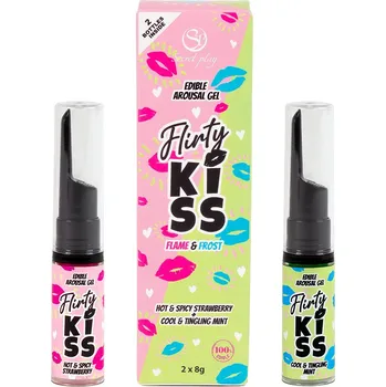 Lubrikační gel Secret Play Flirty Kiss Flame & Frosty Edible Arousal Gel Strawberry & Mint 2 x 8g