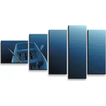 Obraz Sablio Obraz - 5-dílný Loďka na jezeře - 100x60 cm