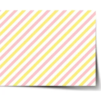 Plakát Sablio Plakát Růžové a žluté pruhy - 60x40 cm