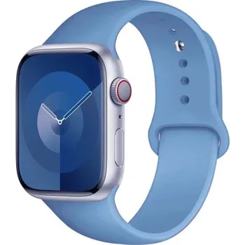 Ostatní příslušenství k chytrým hodinkám Silikonový řemínek pro Apple Watch Series 9 8 7 6 5 4 3 SE Ultra 2 38 mm - 40 mm - 41 mm M-L Vodotěsný měkký pryžový pásek pro pohodlné celodenní nošení světle modrá