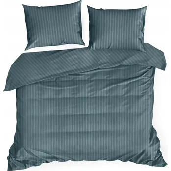 Povlečení Sada povlečení 220x200 cm bavlněná s proužky, mořská barva Eurofirany