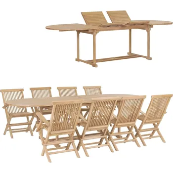 Zahradní sestava 9dílný zahradní jídelní set 180–280 x 100 x 75 cm teakové dřevo