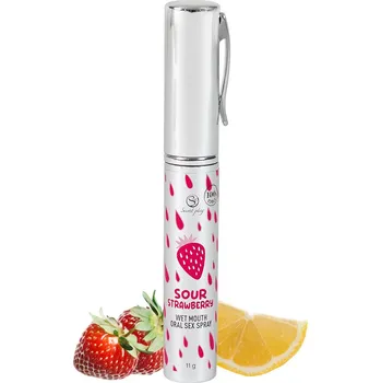 Lubrikační gel Secret Play Wet Mouth Oral Sex Spray Sour Strawberry 11g