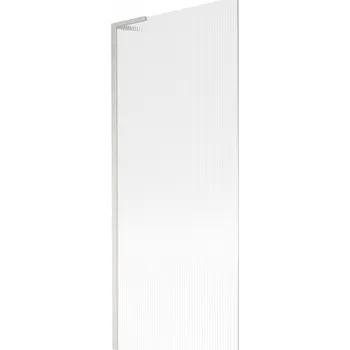 Vanová zástěna Mexen Next L, 1-křídlová vanová zástěna 80 x 150 cm, 6mm sklo s žebrovým vzorem, 6mm čiré sklo, profil broušená ocel, 895-080-000-03-09-97