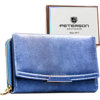 Peněženka Peterson peněženka z ekokůže se zapínáním na druk a zip Barva: námořnictvo