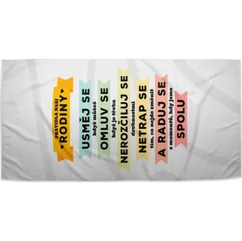 Sablio Ručník Pravidla naší rodiny - 30x50 cm