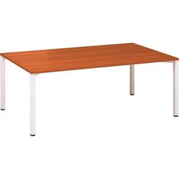 Konferenční stůl Alfa 420 s bílým podnožím, 200 x 120 x 74,2 cm, dezén třešeň