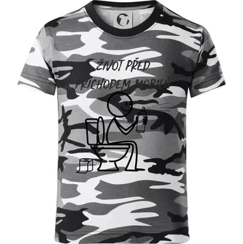 Chlapecké tričko Život před příchodem mobilů - Dětské maskáčové triko - 134 cm/8 let ( Šedý maskáč )