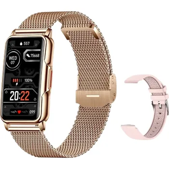 Chytré hodinky Chytré hodinky zlaté 31,50 mm displej 46 mm Celoobrazovkové dotykové fitness hodinky Monitor zdraví tep spánek kyslík tlak kroky s náhradním páskem